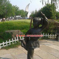 小女孩練劍銅雕，公園人物銅雕