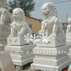 看門獅子雕塑，漢白玉石雕獅子