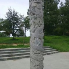 龍鳳石柱雕塑，廣場(chǎng)柱子石雕