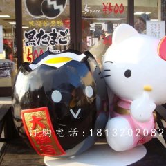 玻璃鋼kitty貓雕塑，卡通玻璃鋼雕塑
