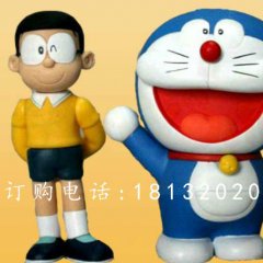 玻璃鋼大雄與多啦a夢雕塑，卡通人物雕塑