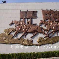 鍛銅浮雕，古代人物騎馬銅浮雕