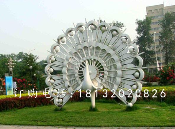 不銹鋼孔雀雕塑，公園抽象孔雀雕塑