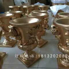玻璃鋼歐式花缽雕塑，別墅景觀雕塑