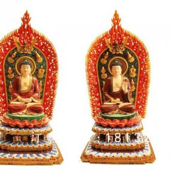 三寶佛雕塑，玻璃鋼坐式佛像