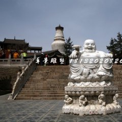大肚彌勒佛石雕，大理石佛像雕塑