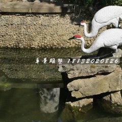 丹頂鶴石雕，公園動物石雕
