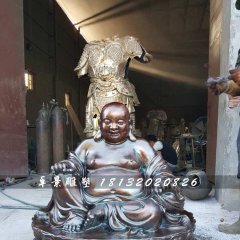 大肚彌勒佛銅雕，寺廟坐式佛像