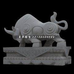 大理石牛雕塑，拓荒牛石雕