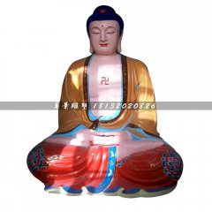 玻璃鋼坐式如來佛雕塑,彩繪佛像雕塑