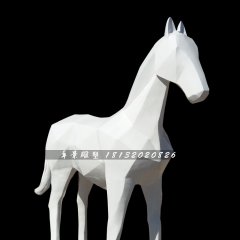 抽象馬雕塑，玻璃鋼白馬雕塑