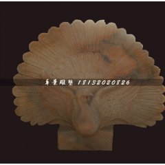 孔雀開屏石雕，晚霞紅動(dòng)物石雕