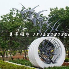 不銹鋼抽象大雁雕塑，公園景觀雕塑
