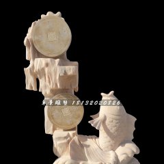 晚霞紅噴泉魚，招財魚石雕