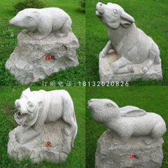 公園十二生肖雕塑，大理石動(dòng)物雕塑