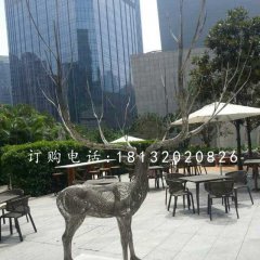 馴鹿雕塑，不銹鋼創意動物雕塑