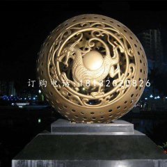 廣場鏤空球雕塑，景觀銅雕