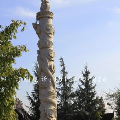 盤龍柱雕塑，石雕柱子