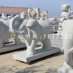 大象石雕，大理石動(dòng)物