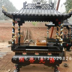 方形鐵香爐雕塑，寺廟鐵香爐雕塑
