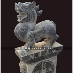 青石招財貔貅，神獸石雕