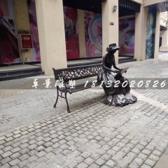 畫(huà)畫(huà)女孩雕塑，公園人物銅雕